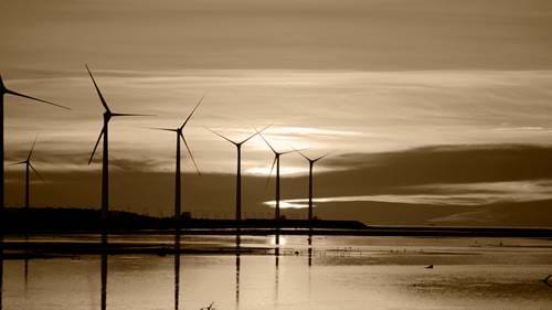 Wind turbines at the sea