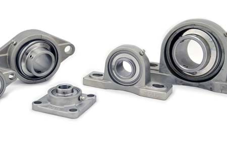 Stainless steel bearings on a white background