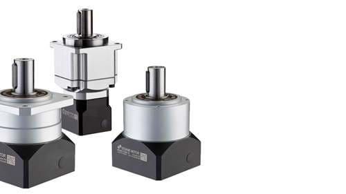 Three planetary gearheads in stainless steel on a transparent background