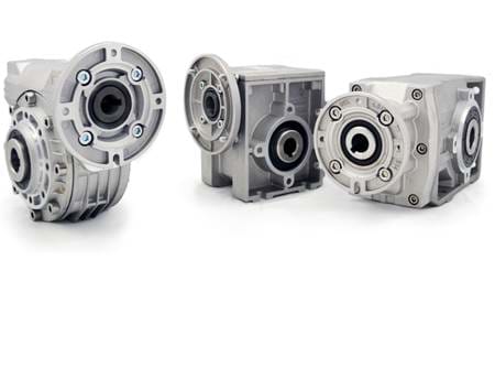 Three different Hydro-Mec gearboxes on transparent background