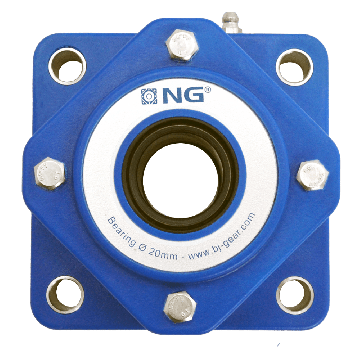 NG waterproof flange bearing F4 Ø20, 4-bolt, open cover, blue