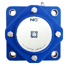 NG waterproof flange bearing F4 Ø25, 4-bolt, closed cover, blue
