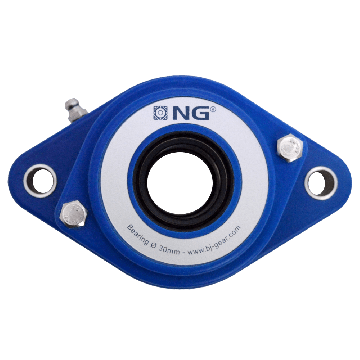 NG waterproof flange bearing F2 Ø30, 2-bolt, open cover, blue