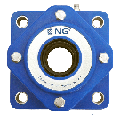 NG waterproof flange bearing F4 Ø25, 4-bolt, open cover, blue