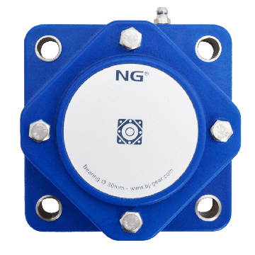 NG waterproof flange bearing F4 Ø30, 4-bolt, closed cover, blue