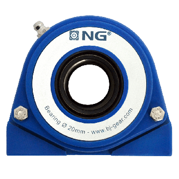 NG waterproof pillow block bearing with thread S2 Ø20, 2-bolt, open cover, blue