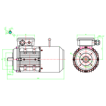 Busck AC brake motor T3AB90S-6, 0.75kW, 950RPM, 230/400V, 50Hz, aluminium