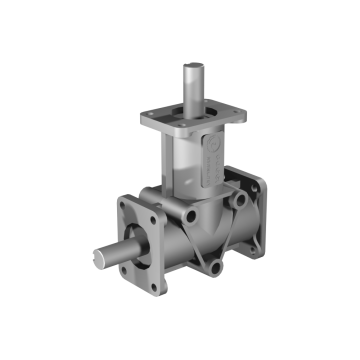 Poggi right angle gearbox 4030, R1:1, D2, Ø20f7, 2-way, Aluminium