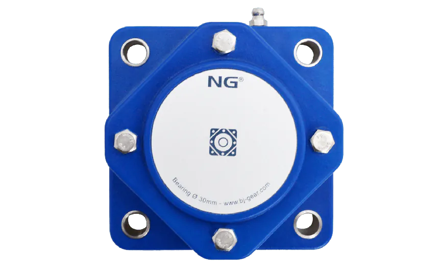 NG waterproof flange bearing F4 Ø30, 4-bolt, closed cover, blue