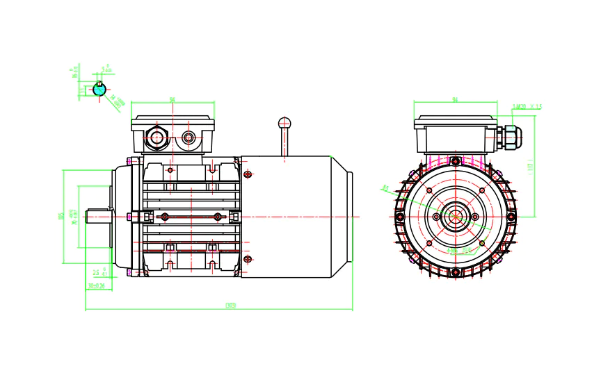 Busck AC brake motor T3AB90S-6, 0.75kW, 950RPM, 230/400V, 50Hz, aluminium